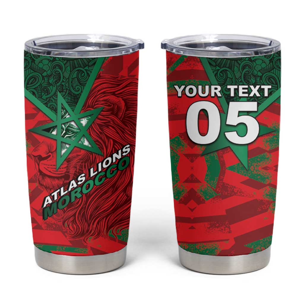 Custom Morocco Football Tumbler Cup Pentagram Red Lion African