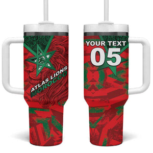 Custom Morocco Football Tumbler With Handle Pentagram Red Lion African