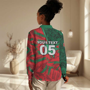 Custom Morocco Football Women Casual Shirt Pentagram Red Lion African