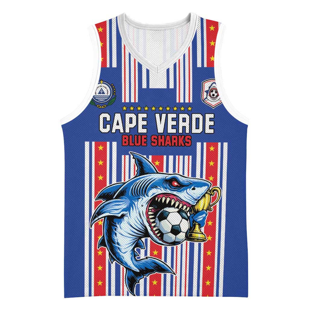 Custom Cape Verde Football Basketball Jersey Monster Blue Shark Striped Style
