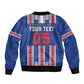 Custom Cape Verde Football Bomber Jacket Monster Blue Shark Striped Style