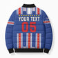 Custom Cape Verde Football Bomber Puffer Jacket Monster Blue Shark Striped Style