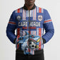 Custom Cape Verde Football Bomber Puffer Jacket Monster Blue Shark Striped Style
