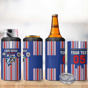 Custom Cape Verde Football 4 in 1 Can Cooler Tumbler Monster Blue Shark Striped Style