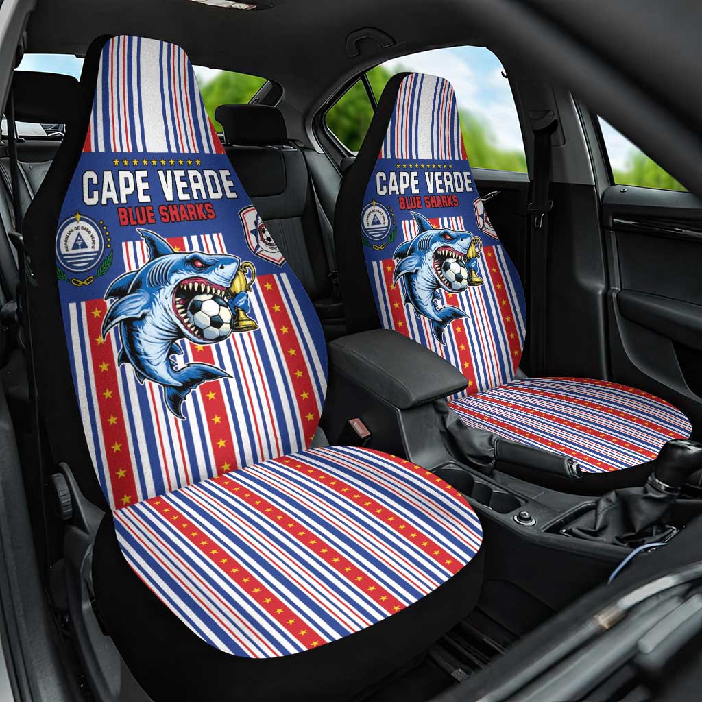 Cape Verde Football Car Seat Cover Monster Blue Shark Striped Style