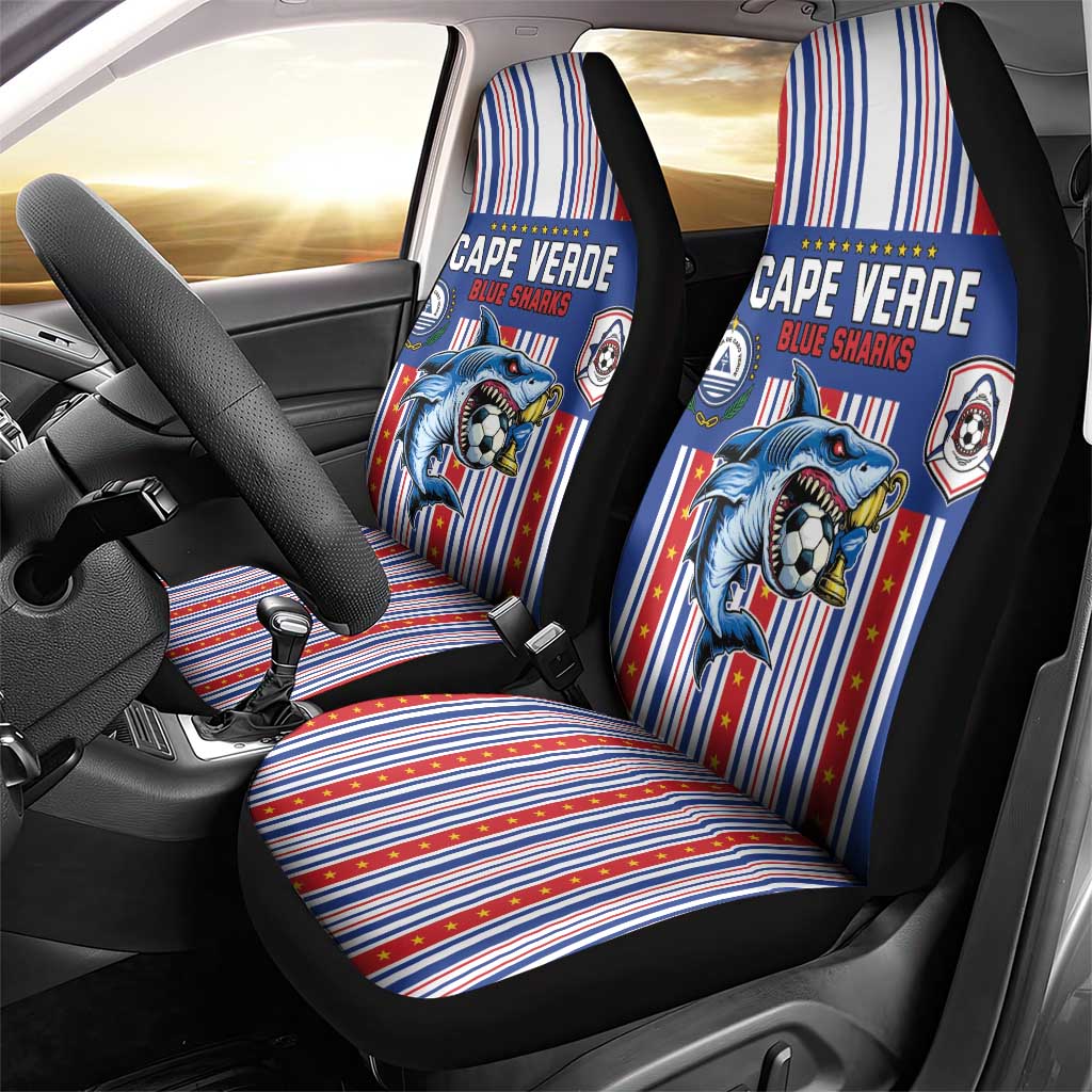 Cape Verde Football Car Seat Cover Monster Blue Shark Striped Style