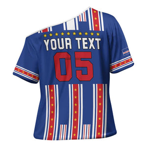 Custom Cape Verde Football Cross Shoulder Shirt Monster Blue Shark Striped Style
