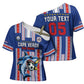 Custom Cape Verde Football Cross Shoulder Shirt Monster Blue Shark Striped Style