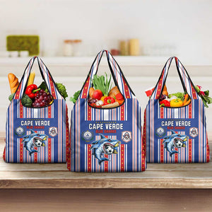 Cape Verde Football Grocery Bag Monster Blue Shark Striped Style