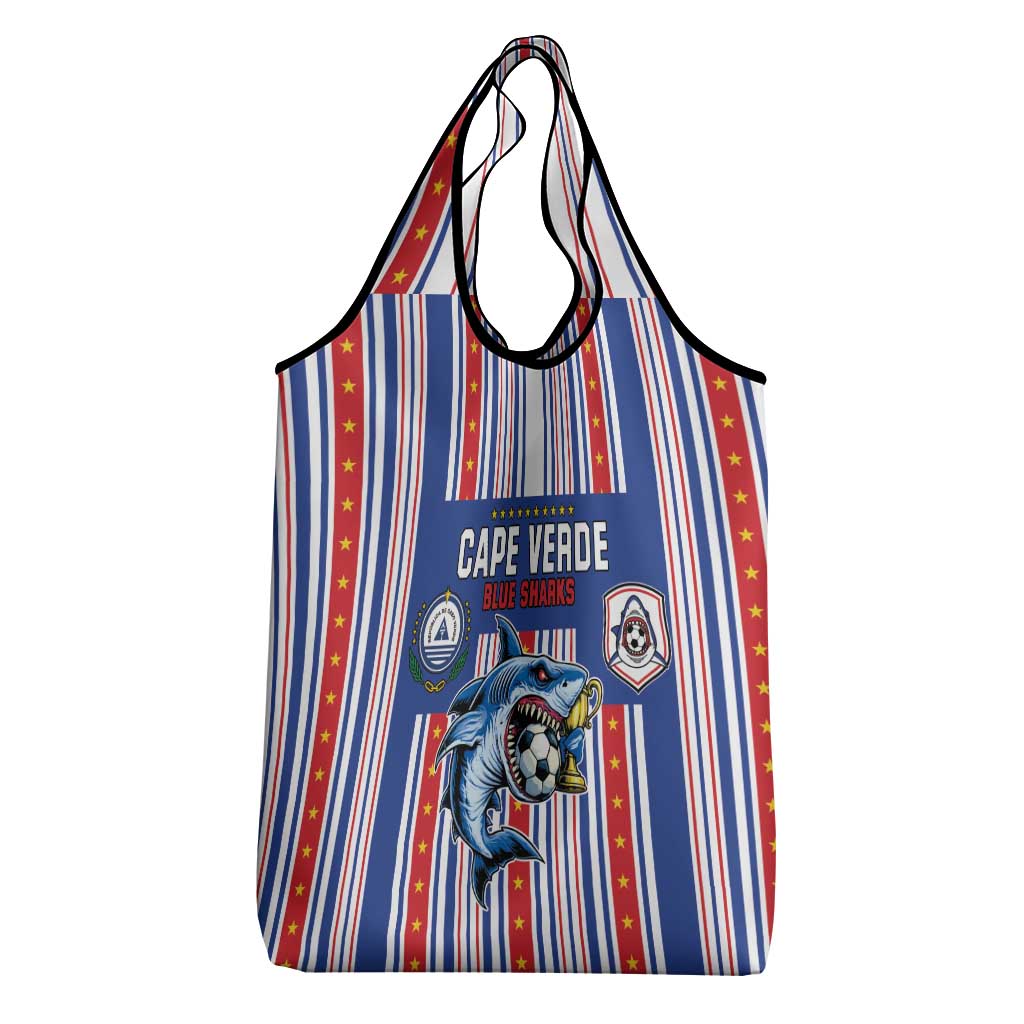 Cape Verde Football Grocery Bag Monster Blue Shark Striped Style
