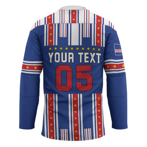 Custom Cape Verde Football Hockey Jersey Monster Blue Shark Striped Style