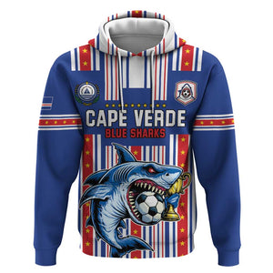 Custom Cape Verde Football Hoodie Monster Blue Shark Striped Style