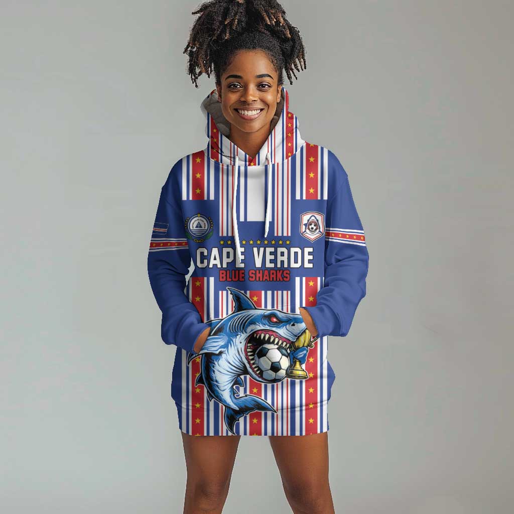 Custom Cape Verde Football Hoodie Dress Monster Blue Shark Striped Style