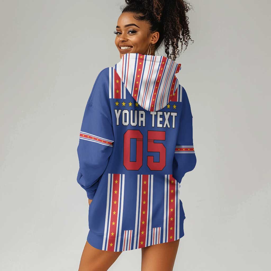 Custom Cape Verde Football Hoodie Dress Monster Blue Shark Striped Style
