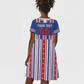 Custom Cape Verde Football Kid Short Sleeve Dress Monster Blue Shark Striped Style