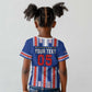 Custom Cape Verde Football Kid T shirt Monster Blue Shark Striped Style