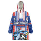 Custom Cape Verde Football Kid Wearable Blanket Hoodie Monster Blue Shark Striped Style