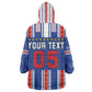 Custom Cape Verde Football Kid Wearable Blanket Hoodie Monster Blue Shark Striped Style