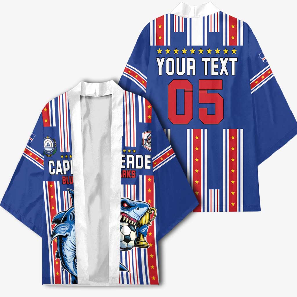 Custom Cape Verde Football Kimono Monster Blue Shark Striped Style