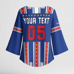 Custom Cape Verde Football Kimono Sleeve Blouse Monster Blue Shark Striped Style
