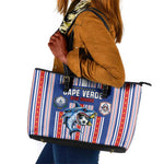 Cape Verde Football Leather Tote Bag Monster Blue Shark Striped Style