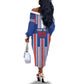 Custom Cape Verde Football Off The Shoulder Long Sleeve Dress Monster Blue Shark Striped Style