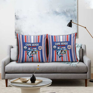 Cape Verde Football Pillow Cover Monster Blue Shark Striped Style