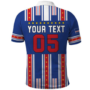 Custom Cape Verde Football Polo Shirt Monster Blue Shark Striped Style