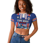 Custom Cape Verde Football Raglan Cropped T shirt Monster Blue Shark Striped Style