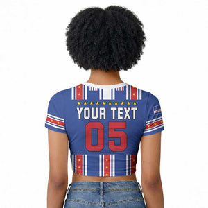 Custom Cape Verde Football Raglan Cropped T shirt Monster Blue Shark Striped Style