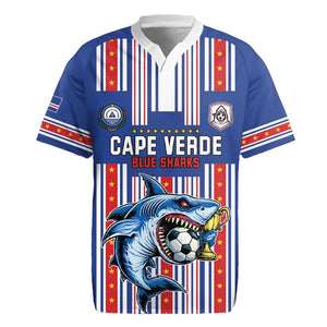 Custom Cape Verde Football Rugby Jersey Monster Blue Shark Striped Style