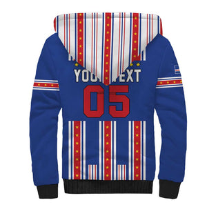 Custom Cape Verde Football Sherpa Hoodie Monster Blue Shark Striped Style