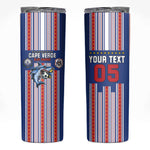 Custom Cape Verde Football Skinny Tumbler Monster Blue Shark Striped Style