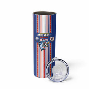 Custom Cape Verde Football Skinny Tumbler Monster Blue Shark Striped Style