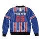 Custom Cape Verde Football Sleeve Zip Bomber Jacket Monster Blue Shark Striped Style