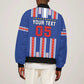 Custom Cape Verde Football Sleeve Zip Bomber Jacket Monster Blue Shark Striped Style