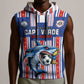 Custom Cape Verde Football Sleeveless Hoodie Monster Blue Shark Striped Style