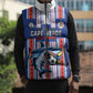 Custom Cape Verde Football Sleeveless Puffer Jacket Monster Blue Shark Striped Style