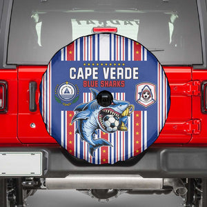 Cape Verde Football Spare Tire Cover Monster Blue Shark Striped Style