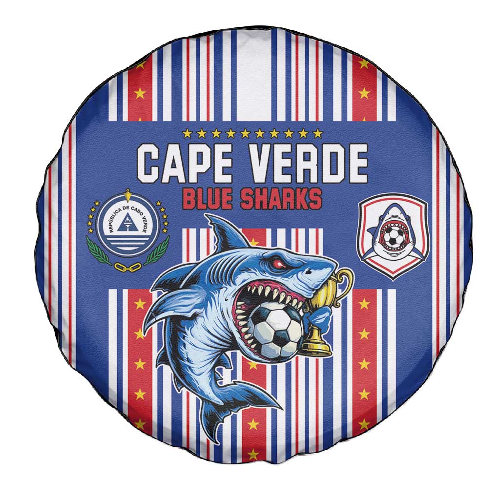 Cape Verde Football Spare Tire Cover Monster Blue Shark Striped Style