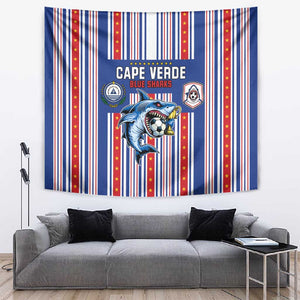 Cape Verde Football Tapestry Monster Blue Shark Striped Style