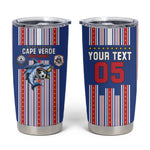 Custom Cape Verde Football Tumbler Cup Monster Blue Shark Striped Style
