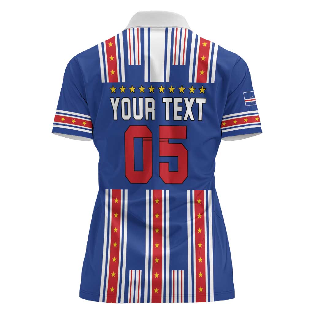 Custom Cape Verde Football Women Polo Shirt Monster Blue Shark Striped Style