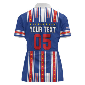 Custom Cape Verde Football Women Polo Shirt Monster Blue Shark Striped Style