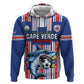 Custom Cape Verde Football Zip Hoodie Monster Blue Shark Striped Style