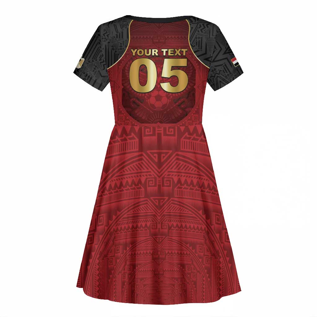 Custom Egypt Football Kid Short Sleeve Dress Tribal Eagle With Ancient Egyptian Patterns