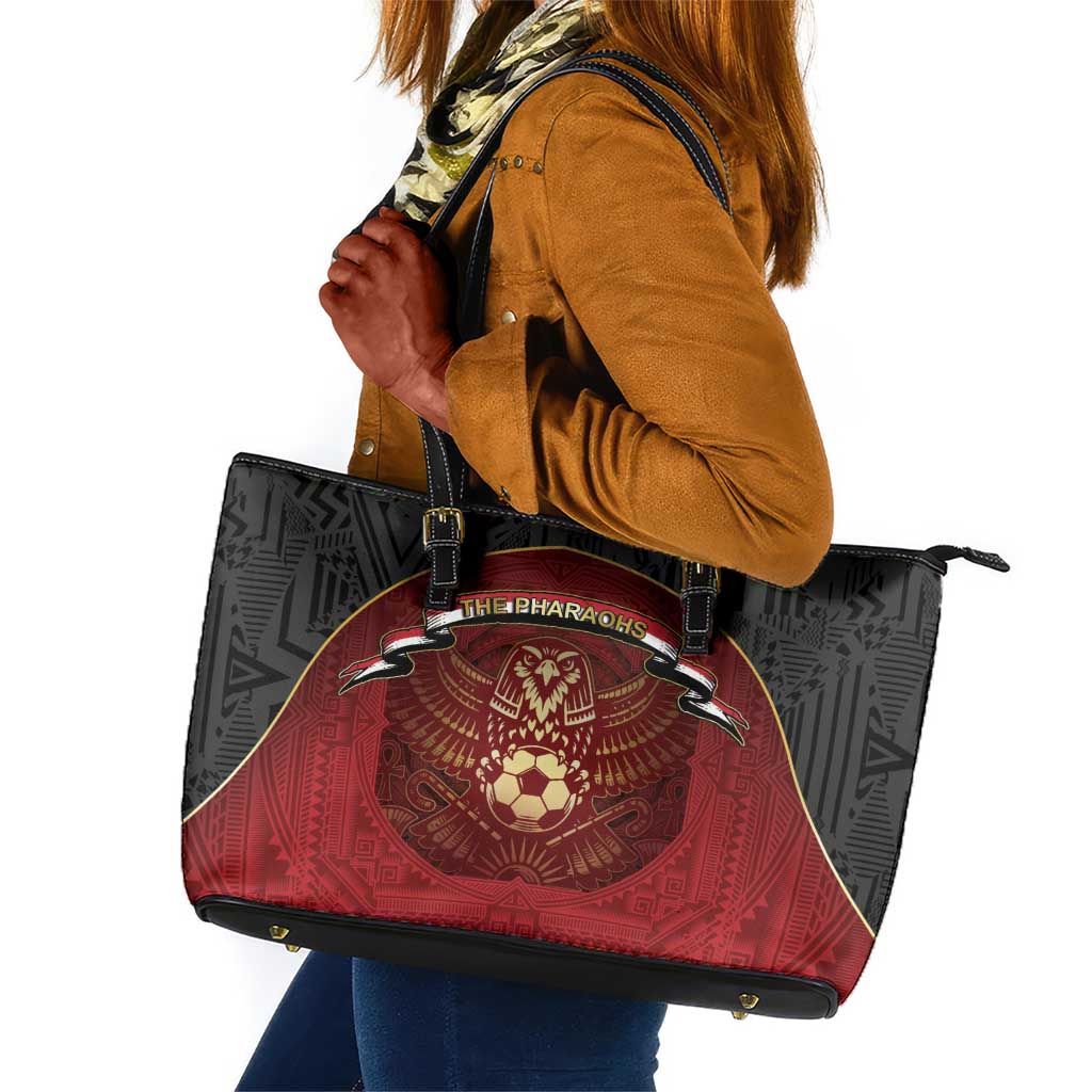Egypt Football Leather Tote Bag Tribal Eagle With Ancient Egyptian Patterns
