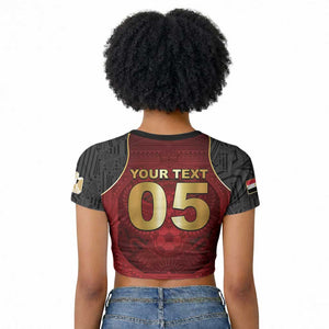 Custom Egypt Football Raglan Cropped T shirt Tribal Eagle With Ancient Egyptian Patterns