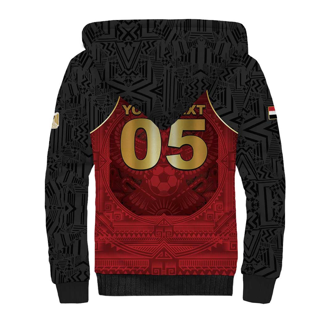 Custom Egypt Football Sherpa Hoodie Tribal Eagle With Ancient Egyptian Patterns