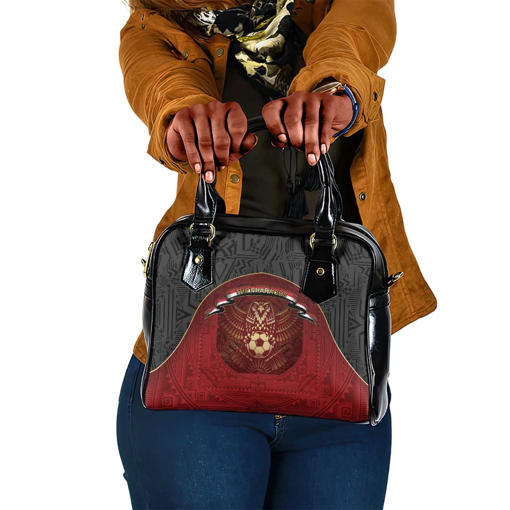 Egypt Football Shoulder Handbag Tribal Eagle With Ancient Egyptian Patterns